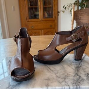 Sanita Chestnut Leather Heeled Sandals